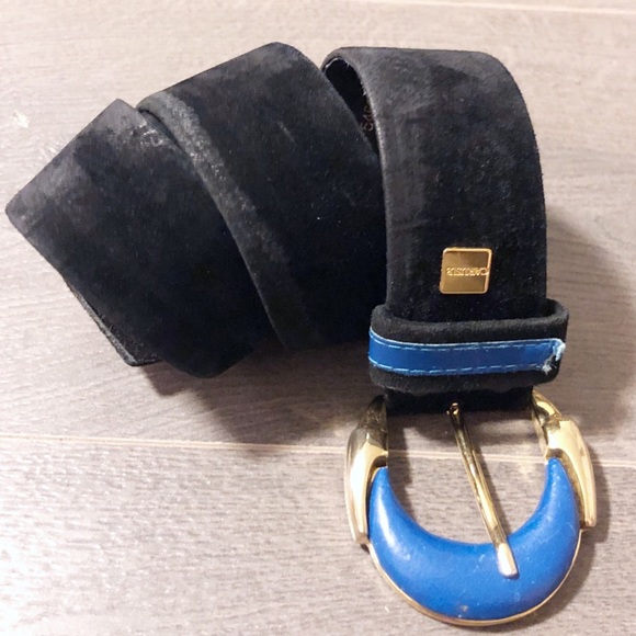 Carlisle black suede gold/blue buckle belt! - Picture 1 of 7